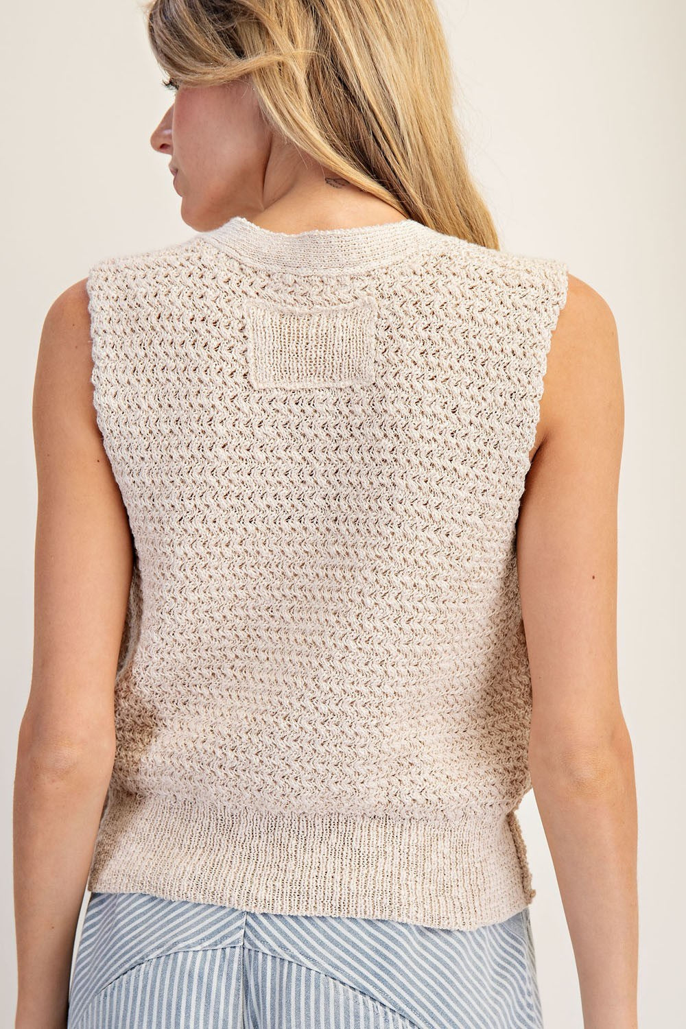 Button Down Sweater Vest- Sand