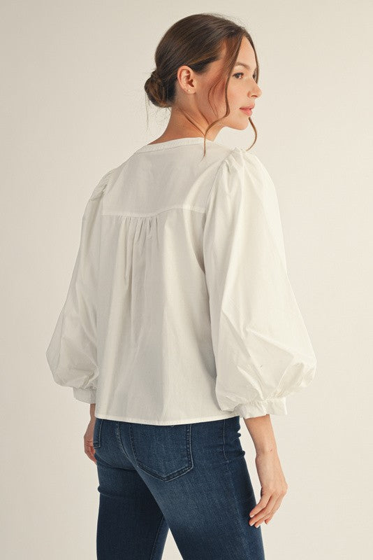 Eyelet Peplum Top- White