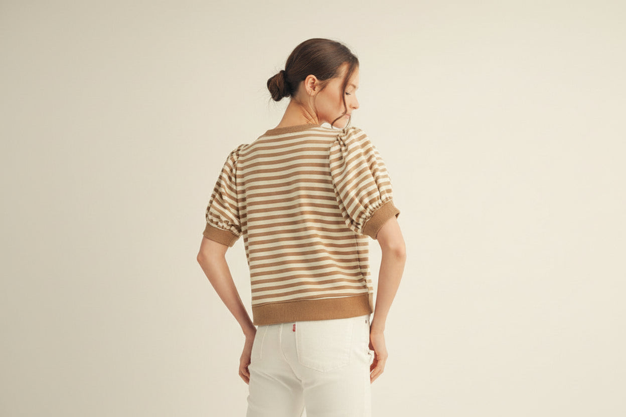 Stripe Top- Taupe