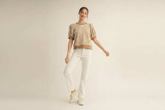 Stripe Top- Taupe