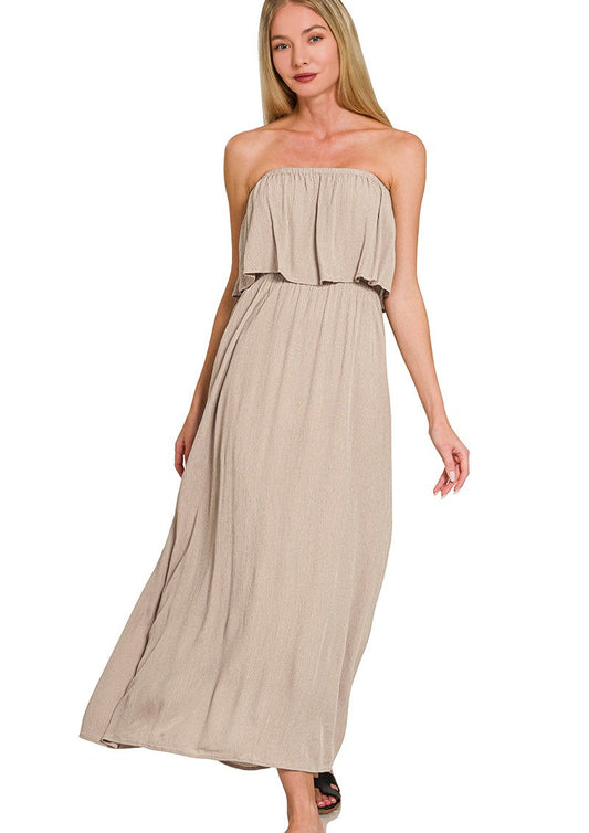 Strapless Maxi Dress- Ash Mocha