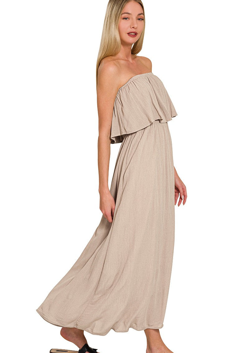 Strapless Maxi Dress- Ash Mocha