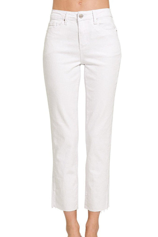 Crop Straight Jeans- White